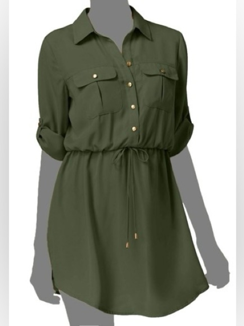 Bebop Army Green Collared Dress